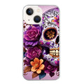 Coque taperso pour Iphone 12 et PRO MINI PRO MAX avec motif tete de mort calavera violette protection antichoc personnalisée
