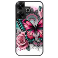 Coque noire taperso pour POCO M6 4G avec motif papillon rose protection antichoc personnalisée