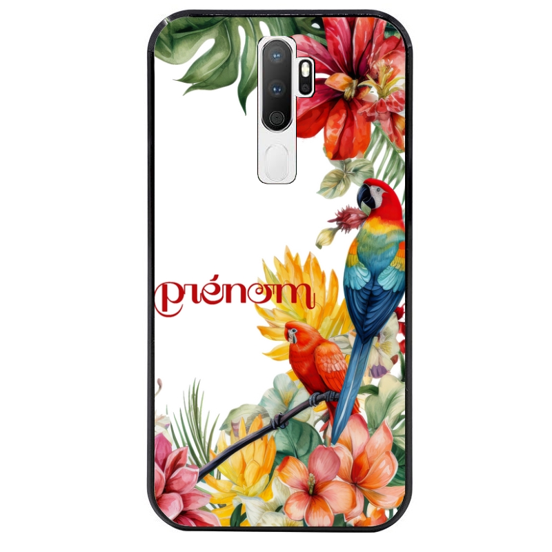 Coque noire taperso pour OPPO A5 A9 2020 avec motif perroquet personnalisee protection antichoc personnalisée