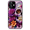 Coque noire taperso pour OPPO A40 avec motif tete de mort calavera violette protection antichoc personnalisée