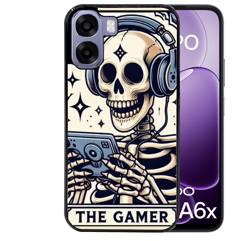Coque noire taperso pour OPPO A6 A6X 4G et 5G avec motif mort gamer protection antichoc personnalisée
