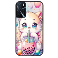 Coque noire taperso pour OPPO A16 et A16S avec motif chat bubble style manga protection antichoc personnalisée