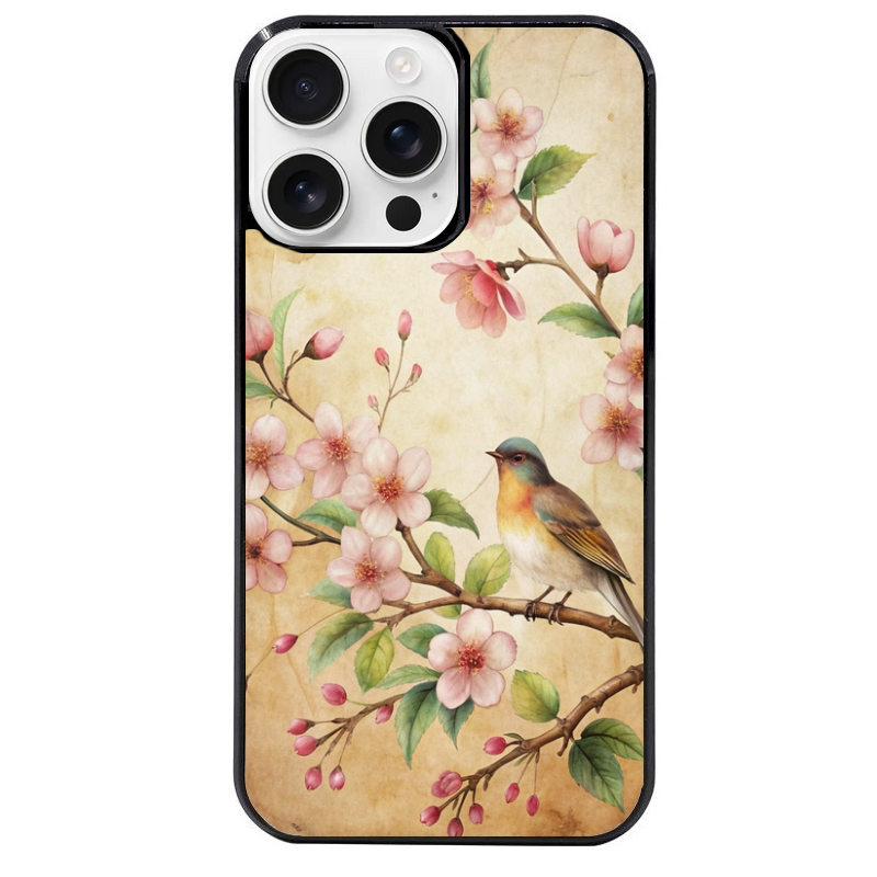 Coque noire taperso pour Iphone 16 16E PLUS MAX PRO avec motif fleur et colibri protection antichoc personnalisée