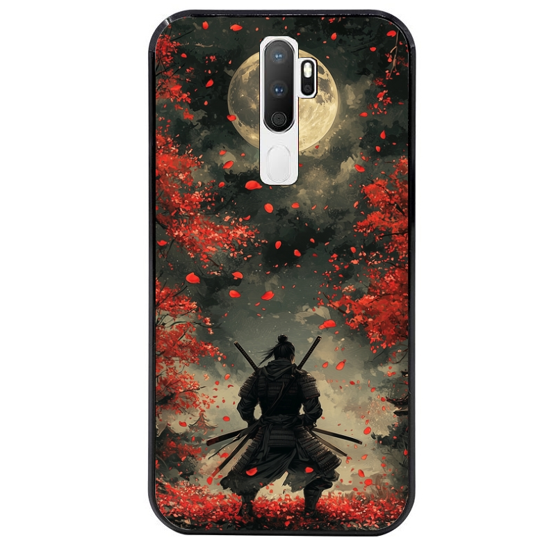 Coque noire taperso pour OPPO A5 A9 2020 avec motif samourai et katana protection antichoc personnalisée