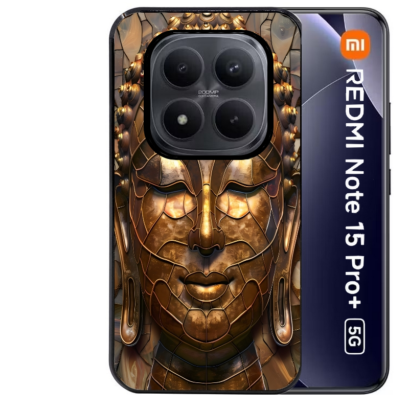 Coque noire taperso pour Redmi Note 15 et PRO PLUS 4G 5G avec motif bouddha et mosaique protection antichoc personnalisée