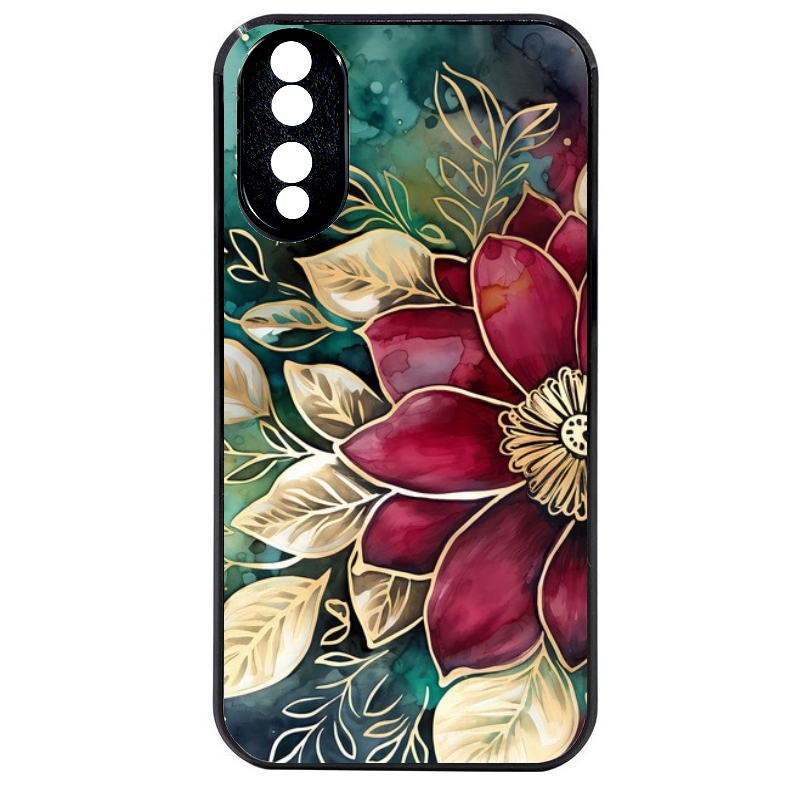 Coque noire taperso pour Honor 70 LITE 90 et LITE avec motif fleur poinsettia style noel protection antichoc personnalisée