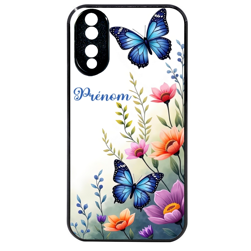 Coque noire taperso pour Honor 70 LITE 90 et LITE avec motif papillon prenom personnalisee protection antichoc personnalisée