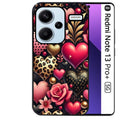 Coque noire taperso pour Redmi Note 13 PRO PLUS 5G avec motif coeur et leopard protection antichoc personnalisée