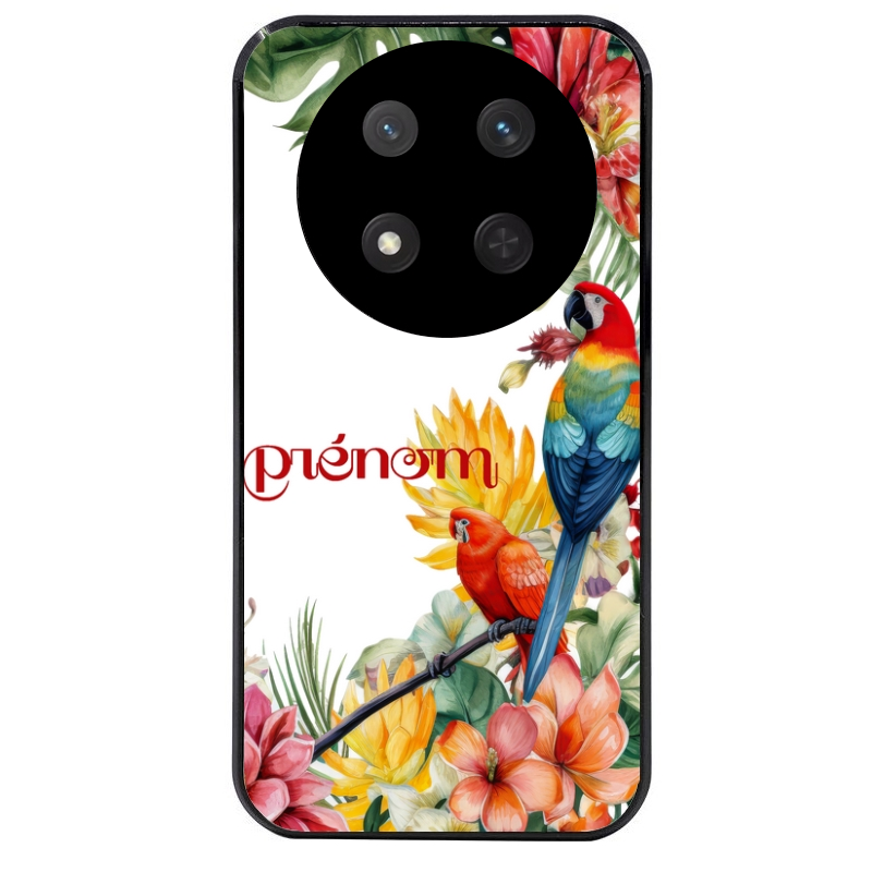 Coque noire taperso pour Magic 7 LITE et PRO avec motif perroquet personnalisee protection antichoc personnalisée