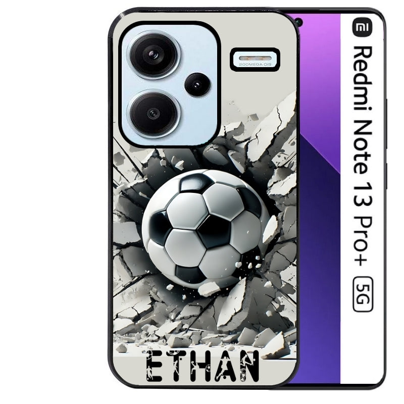 Coque noire taperso pour Redmi Note 13 PRO PLUS 5G avec motif foot beton personnalisee protection antichoc personnalisée