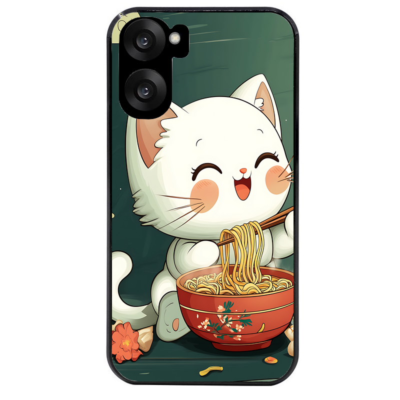 Coque noire taperso pour OnePlus Nord CE5 avec motif chat ramen nuage protection antichoc personnalisée