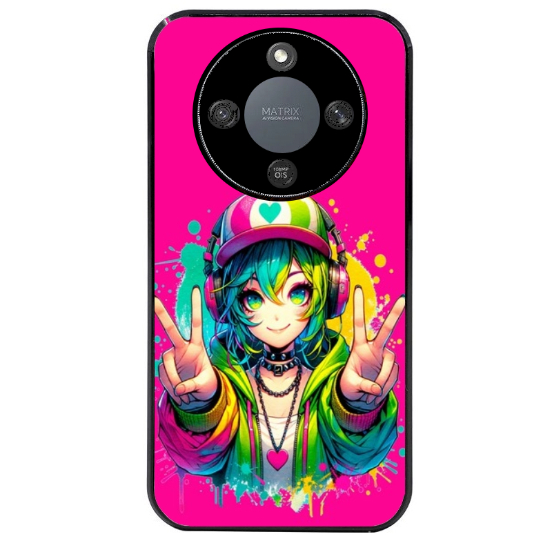 Coque noire taperso pour Magic 5 6 LITE et PRO avec motif anime manga et tag protection antichoc personnalisée