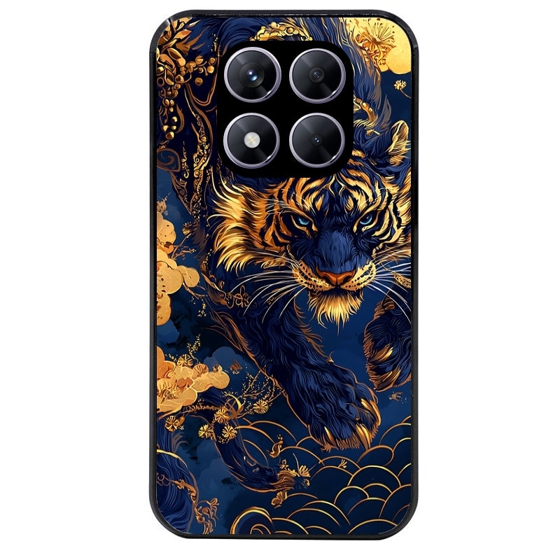 Coque noire taperso pour Redmi Note 14 et PRO PLUS 4G 5G avec motif tigre et fleur protection antichoc personnalisée