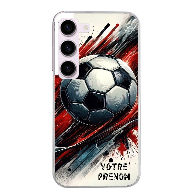 Coque taperso pour Galaxy A13 4G et 5G A23 A53 avec motif ballon foot avec prenom protection antichoc personnalisée