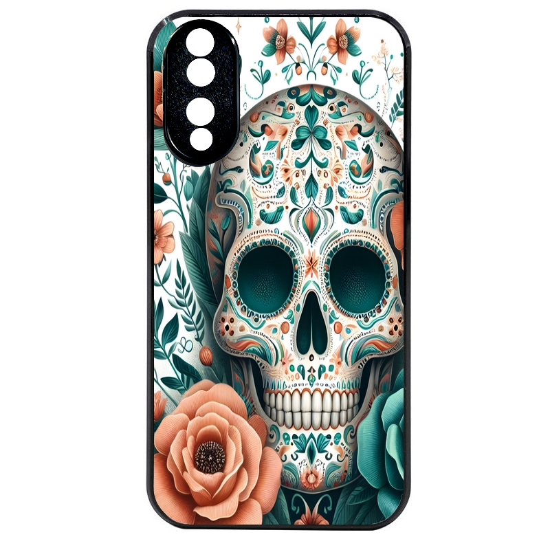 Coque noire taperso pour Honor 70 LITE 90 et LITE avec motif mort mexicaine turquoise protection antichoc personnalisée