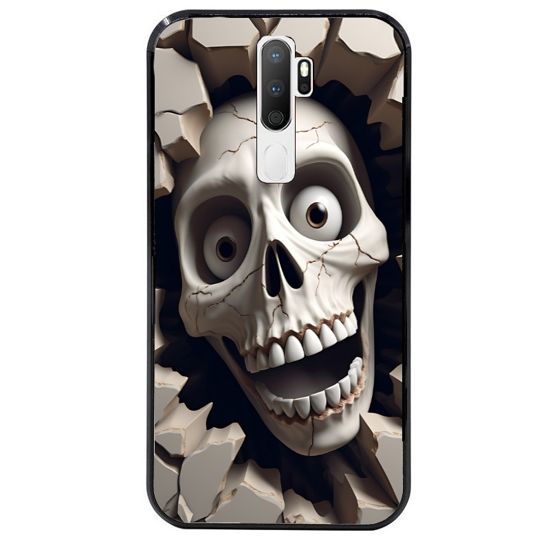 Coque noire taperso pour OPPO A5 A9 2020 avec motif tete de mort smile protection antichoc personnalisée