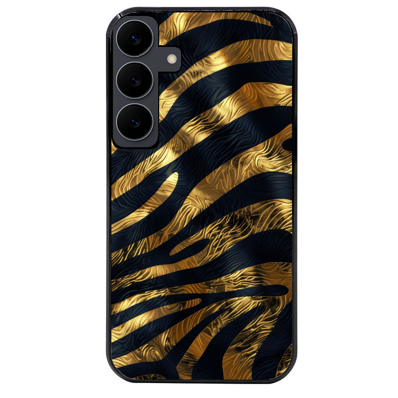 Coque noire taperso pour galaxy A06 A16 A26 A36 A56 avec motif zebre gold protection antichoc personnalisée