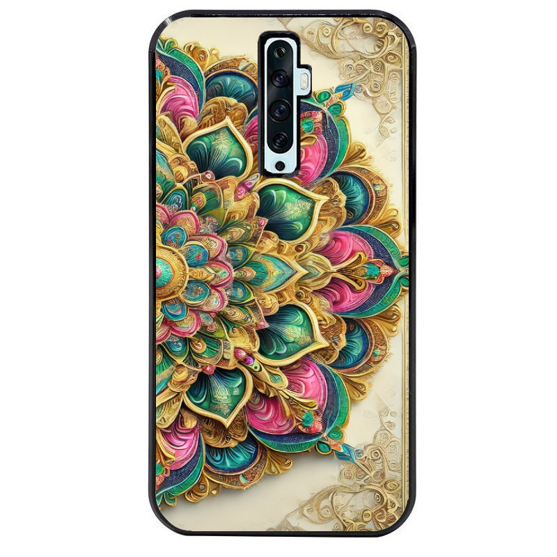 Coque noire taperso pour OPPO Reno 2 et 2Z avec motif mandala 3 protection antichoc personnalisée