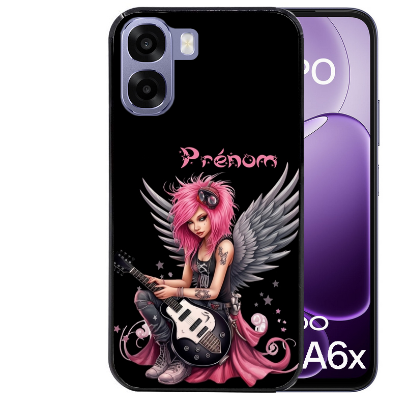 Coque noire taperso pour OPPO A6 A6X 4G et 5G avec motif fee rock personnalisee protection antichoc personnalisée