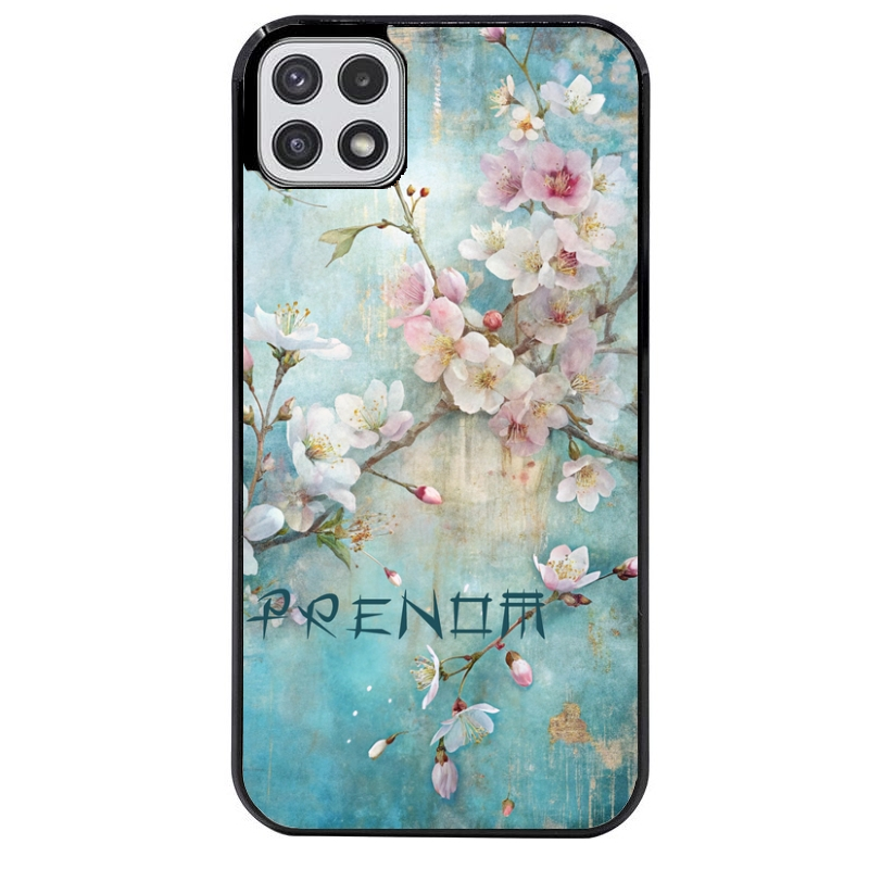 Coque noire taperso pour galaxy A22 A32 A52 A52S 4G 5G  avec motif fleur sakura personnalisee protection antichoc personnalisée