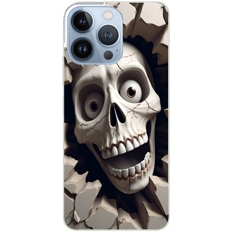 Coque taperso pour Iphone 14 et PRO PLUS PRO MAX avec motif tete de mort smile protection antichoc personnalisée