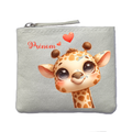 Porte monnaie personnalisé girafe coeur ivoire en feutrine en feutrine ivoire
