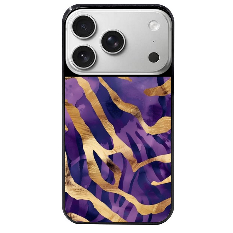 Coque noire taperso pour Iphone 17 17E AIR MAX PRO avec motif zebre violet protection antichoc personnalisée
