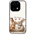 Coque noire taperso pour OnePlus 15 avec motif lapin coeur avec prenom protection antichoc personnalisée