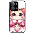 Coque noire taperso pour POCO C85 avec motif chat noeud et coeur protection antichoc personnalisée