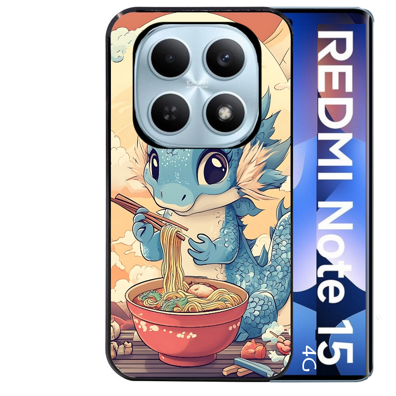 Coque noire taperso pour Redmi Note 15 et PRO PLUS 4G 5G avec motif dragon ramen 2 protection antichoc personnalisée