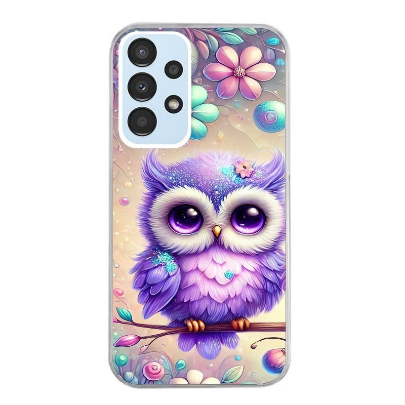 Coque taperso pour Galaxy A13 4G et 5G A23 A53 avec motif chouette violette protection antichoc personnalisée