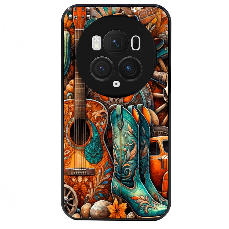 Coque noire taperso pour Magic 5 6 LITE et PRO avec motif cow boy et texas automne protection antichoc personnalisée