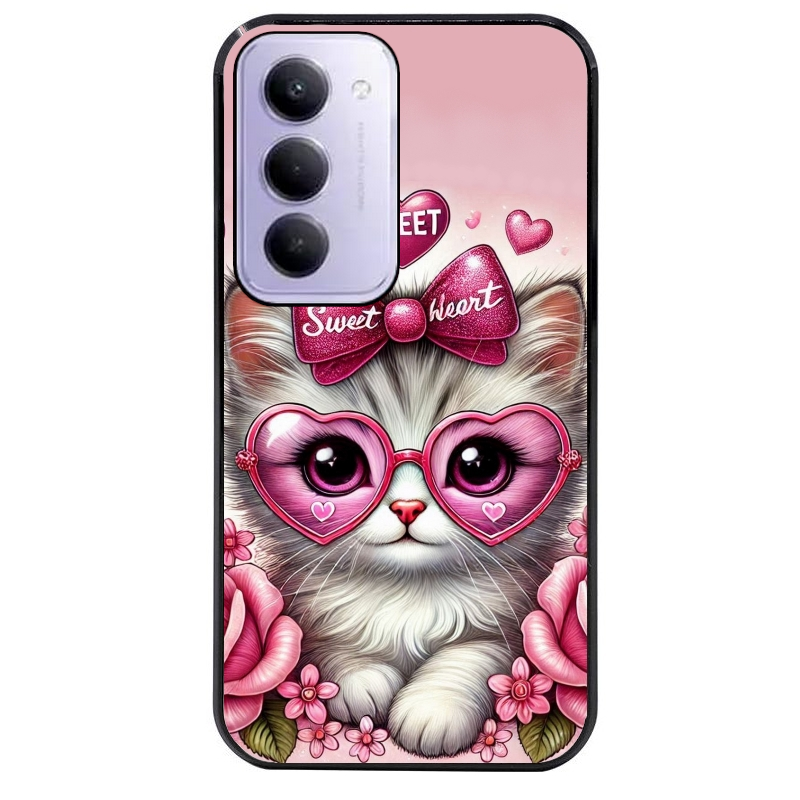 Coque noire taperso pour Redmi 15 4G et 5G avec motif chat lunettes protection antichoc personnalisée