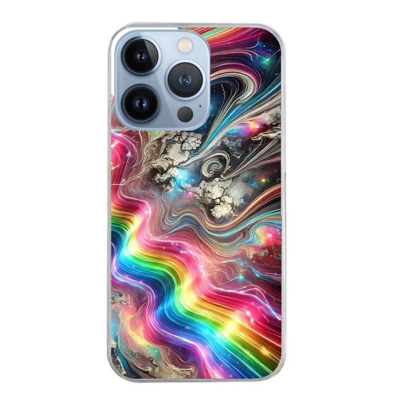 Coque taperso pour Iphone 12 et PRO MINI PRO MAX avec motif marbre arc en ciel protection antichoc personnalisée