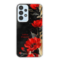 Coque taperso pour Galaxy A13 4G et 5G A23 A53 avec motif fleur rouge avec prenom protection antichoc personnalisée