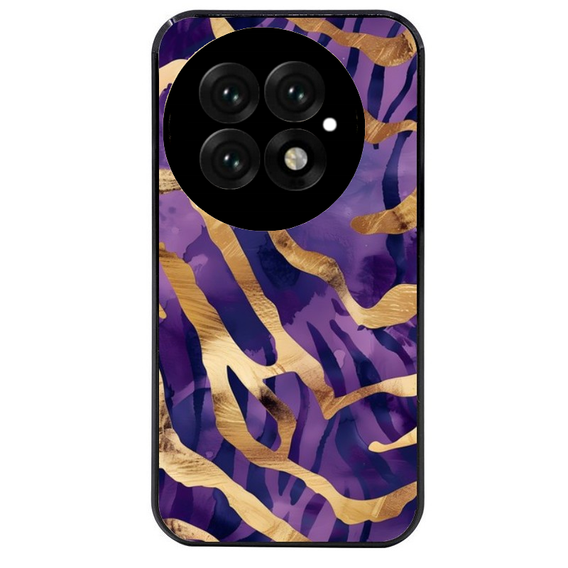 Coque noire taperso pour OnePlus 13 avec motif zebre violet protection antichoc personnalisée