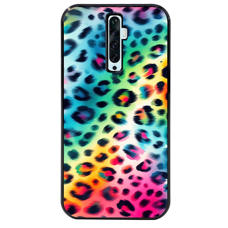Coque noire taperso pour OPPO Reno 2 et 2Z avec motif leopard arc protection antichoc personnalisée