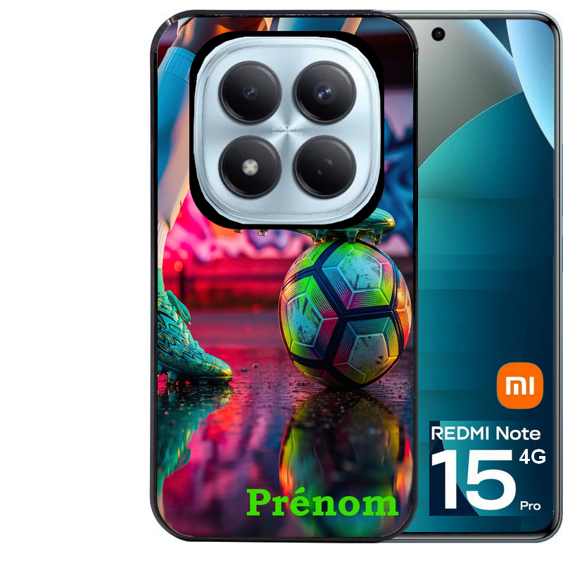 Coque noire taperso pour Redmi Note 15 et PRO PLUS 4G 5G avec motif foot controle personnalisee protection antichoc personnalisée