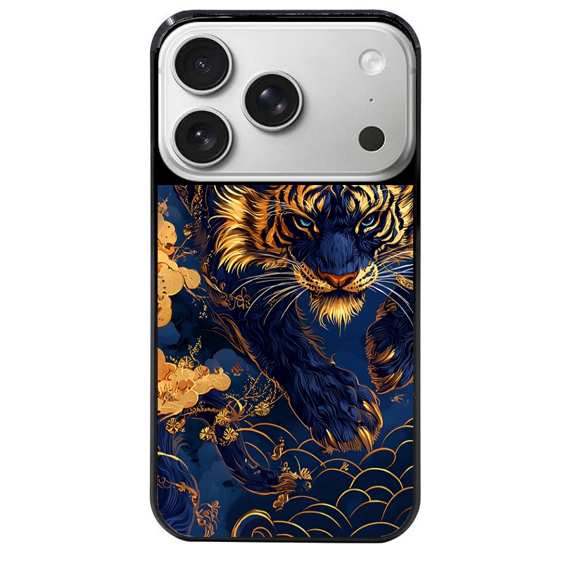 Coque noire taperso pour Iphone 17 17E AIR MAX PRO avec motif tigre et fleur protection antichoc personnalisée
