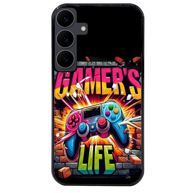 Coque noire taperso pour galaxy A06 A16 A26 A36 A56 avec motif gamer life protection antichoc personnalisée