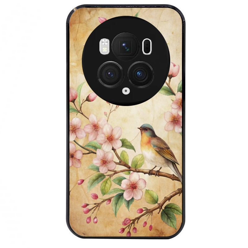 Coque noire taperso pour Magic 5 6 LITE et PRO avec motif fleur et colibri protection antichoc personnalisée