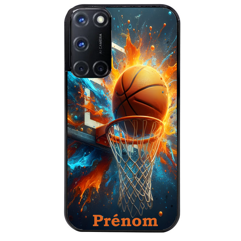 Coque noire taperso pour OPPO Reno 8 LITE avec motif basket ball color personnalise protection antichoc personnalisée