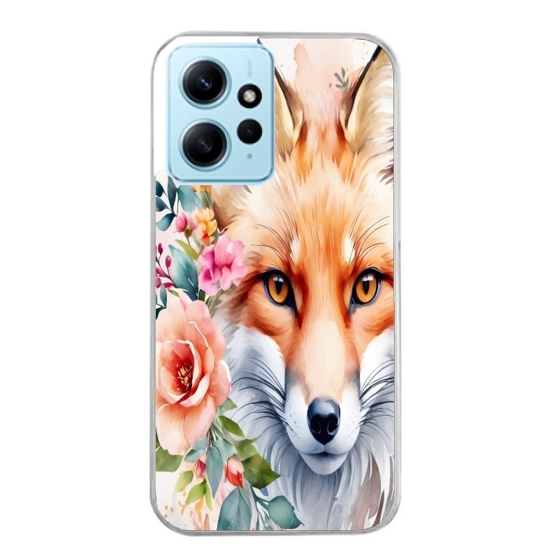 Coque taperso pour Redmi Note 12 4G 5G PRO 4G avec motif renard fox et fleurs protection antichoc personnalisée