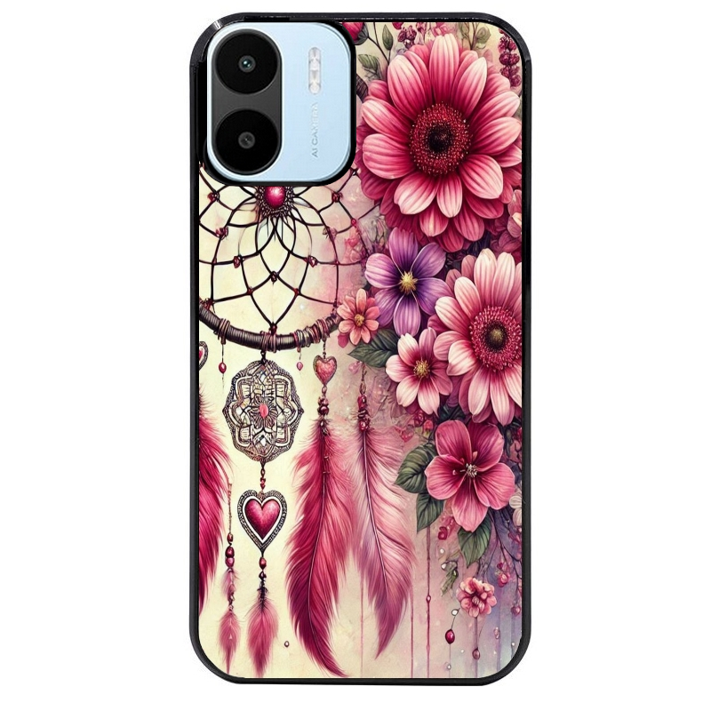 Coque noire taperso pour Redmi A1 et A2 avec motif dreamcatcher et coeur protection antichoc personnalisée