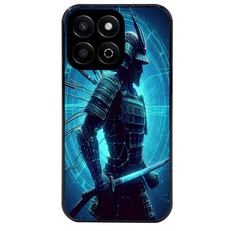 Coque noire taperso pour Honor 70 LITE 90 et LITE avec motif samourai bleu protection antichoc personnalisée