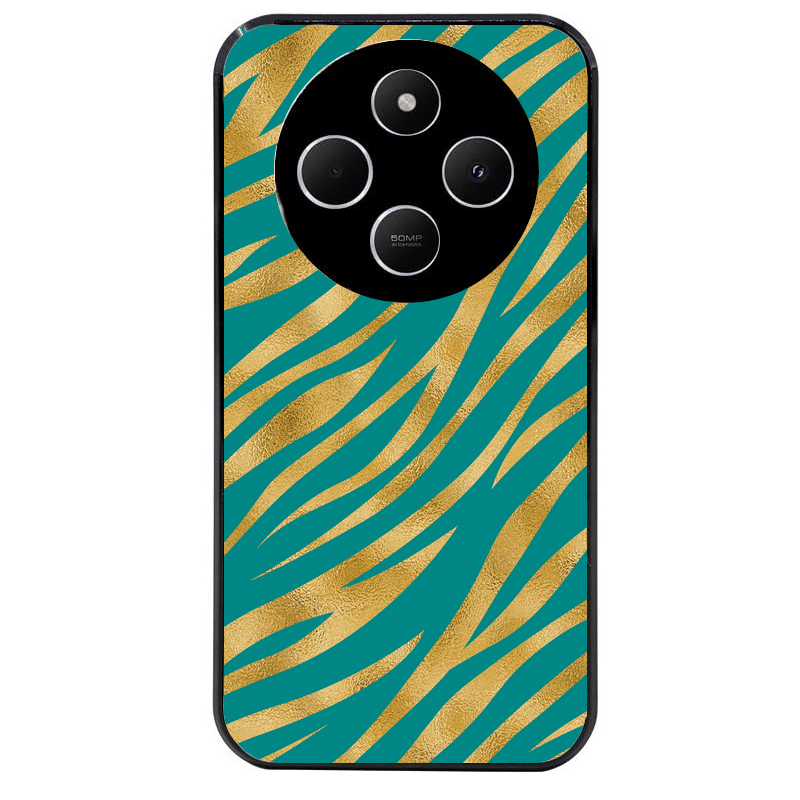 Coque noire taperso pour POCO C75 avec motif zebre vert protection antichoc personnalisée