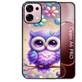 Coque noire taperso pour OPPO A6 PRO 4G et 5G avec motif chouette violette protection antichoc personnalisée