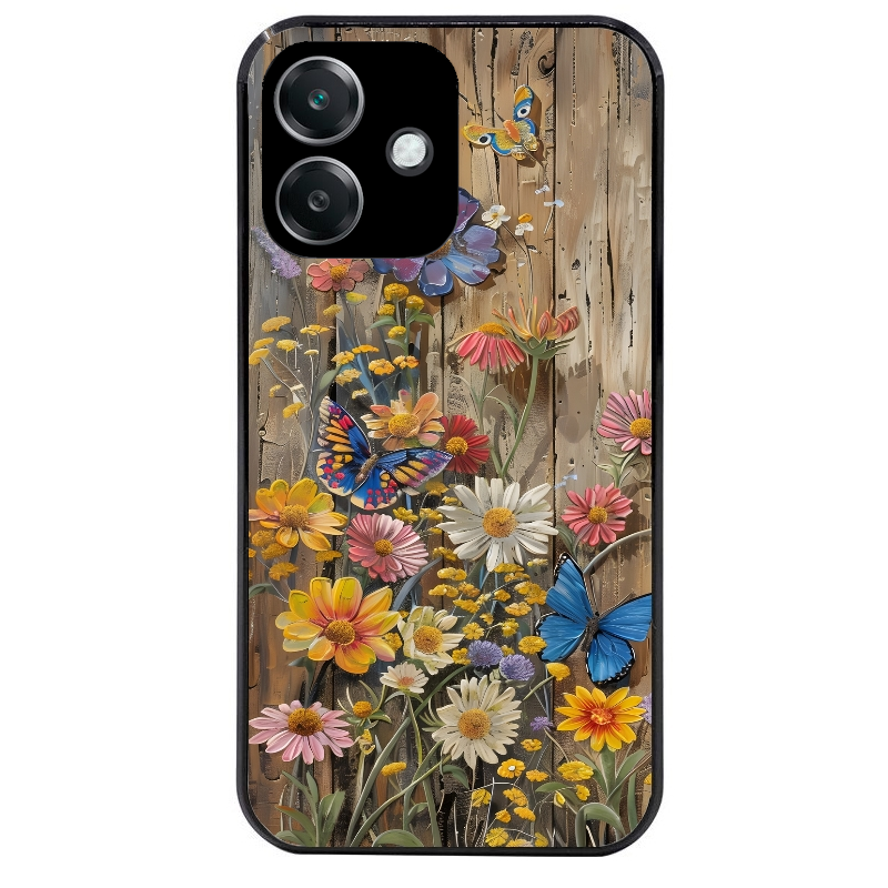Coque noire taperso pour OPPO A40 avec motif bois et papillon 1 protection antichoc personnalisée