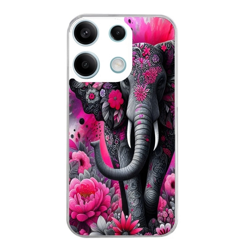 Coque taperso pour POCO M6 PRO 4G avec motif elephant et fleurs protection antichoc personnalisée