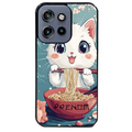Coque noire taperso pour Moto Edge 60 et Neo Fusion Pro avec motif chat ramen cerisier protection antichoc personnalisée